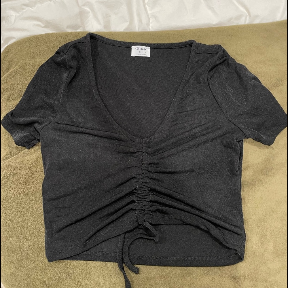cropped black tie t